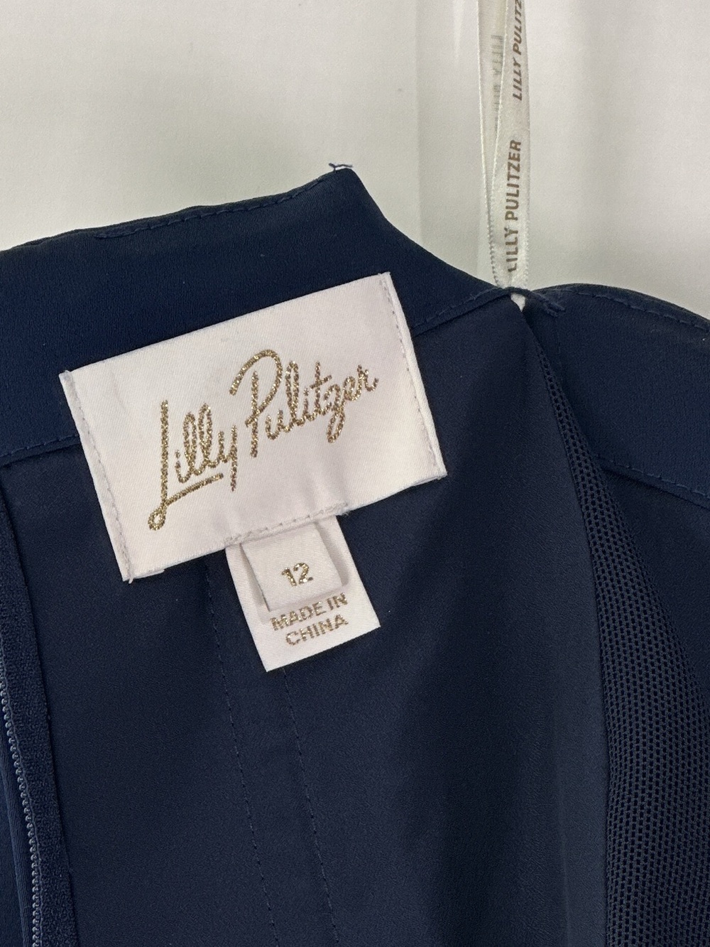 Lilly Pulitzer Carlynn Strapless Bow Side Slit Polyester Maxi Dress Navy Blue 12 - Picture 7 of 15